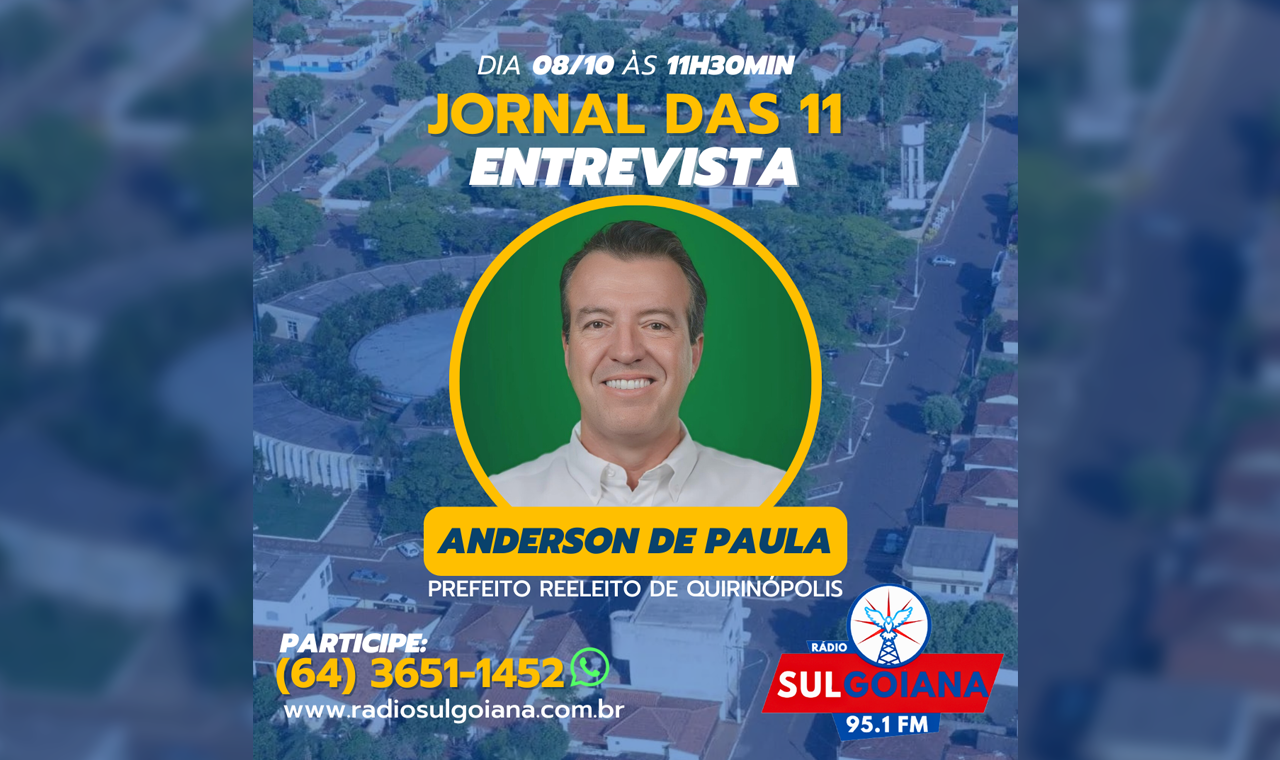 Prefeito Anderson de Paula Será Entrevistado Hoje na Rádio Sul Goiana